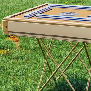Modern <b>Plastic</b> Portable Weather-Resistant <b>Folding</b> Mahjong <b>Table</b> Sturdy Gold Frame Automatic Machine for Home Portable Weatherres - Product Image 1