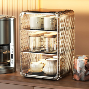 Multi Layer Dust Proof Cup Rack Storage Box For Kitchen Coffee Tea Mugs Organizer Standing Type Solid Color - Product Image 2
