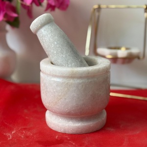 สากและปูนสีขาวสำหรับตกแต่งอินเดียทำด้วยมือ (Hamam dasta) อุปกรณ์ครัวจากผู้ผลิตอินเดียที่ดีที่สุดที่ทำจากหินอ่อน - Product Image 1