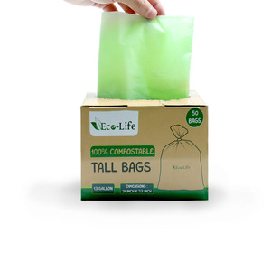 eco friendly 100% biodegradable cornstarch trash bags compostable garbage bags kitchen bags bin liner