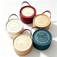 Boîte rigide cylindrique directe d'usine, boîte cadeau cosmétique personnalisée, boîte d'emballage ronde en forme de seau avec poignée en PU pour ensemble de soins de la peau