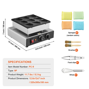 900W 9 Holes Non Stick Commercial Electric Dorayaki <b>Maker</b> Mini Dutch Pancake Poffertjes Muffin <b>Waffle</b> Baking Machine - Product Image 4