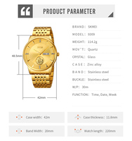 Montre SKMEI 9309 élégante avec cadran à cristaux étincelants, mouvement à quartz fiable pour les négociations d'affaires et l'agenda quotidien