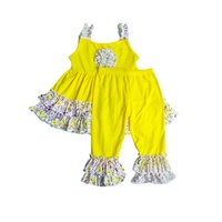 Kinder Kleidung Größe 8 Jahre Kleidung Schulter gurt Rüschen Kleid Doppel Rüschen Capri Hosen Kleidung Kinder Mädchen Kleider Baumwolle Kleidung