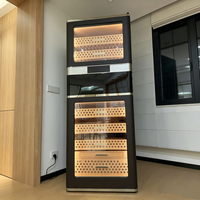 Armoire à cigares verticale grande capacité à double compartiment en bois de cèdre
