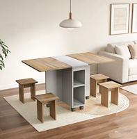 Ensemble de table à manger en bois moderne durable de nouvelle conception, 5 pièces, avec 4 chaises pliantes extensibles pour 4 personnes, utilisation à domicile, appartement, hôtel