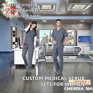 Wholesale Spandex Woven Medical Scrub <b>Set</b> Pakistan Modern Fit Hospital Uniform Needle Detection Unisex <b>Doctor</b> Nurse Workwear - Product Image 2