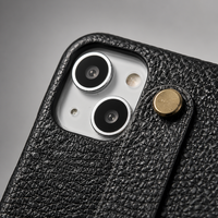 Étui de téléphone en cuir pleine fleur avec dragonne, texture grainée, pour iPhone 15 16 17 18 Pro Max Duo, logo personnalisé en relief, OEM ODM
