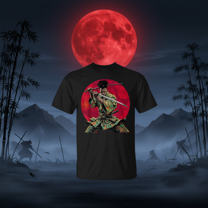 T-shirt Afro-américain samouraï guerrier Katana Anime Red Moon - Product Image 3