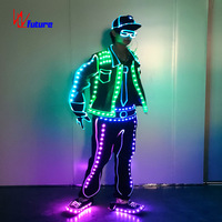 Traje LED de mezclilla estilo Hip Hop con luces, disfraz luminoso Tron para adultos, ideal para escenarios, baile robótico, discotecas, bares y eventos en vivo.