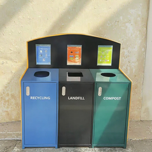 Custom Metal Trash Can for Outdoor Street Decorative <strong>Garbage</strong> Recycle Waste Bin for Schools Supermarkets Streets-New Arrival - Product Image 1