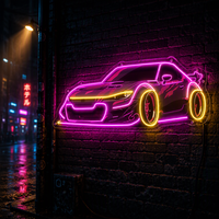 Enseigne néon personnalisée style voiture de sport rétro nostalgique pour décoration de bureau d'antiquités, emblème LED automobile pour graphisme de station-service vieilli