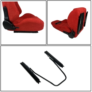 Универсальные регулируемые гоночные сиденья из красной замши с индивидуальным логотипом, универсальное красное ковшеобразное сиденье - Product Image 5