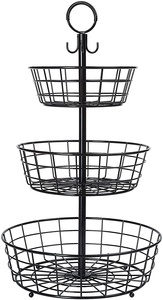 Amazon Venta caliente negro encimera francés país 3 de cesta de alambre soporte para almacenar <span class=keywords><strong>la</strong></span> organización de huevos y más - Product Image 6