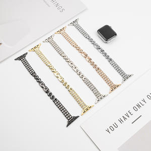 RYB diamant mince luxe dames femmes bracelet de montre pour <span class=keywords><strong>Apple</strong></span> <span class=keywords><strong>Watch</strong></span> série 9 8 <span class=keywords><strong>7</strong></span> 40mm 41mm 44mm <span class=keywords><strong>45mm</strong></span> <span class=keywords><strong>Starlight</strong></span> or Rose - Product Image 1