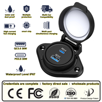 Módulo USB de Montaje en Panel Personalizado, 2 Puertos USB, 36W QC USB-A, 30W PD3.0 Tipo C, 12/24V, Enchufe de Cargador para Coche, Autobús o Caravana