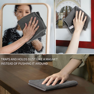 Reusable Absorbent Lint Free Microfiber Kitchen Towels Gray Waffle Pattern Cleaning Cloths