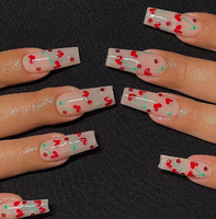 JP1600 vente en gros, ongles personnalisés, ballerine, moyen, cercueil, cœur, perle, French Tip, manucure, acrylique, bâton sur les ongles