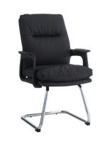 Chaise d'invité cantilever à double coussin, beige, cuir PU noir, base chromée, accoudoirs à boucle ouverte, pour salle de conférence 782