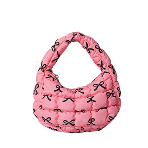 Wholesale Durable Waterproof Foldable Quilted <b>Tote</b> <b>Bag</b> Puffer Mini Handbag Puffy <b>Nylon</b> Lightweight <b>Zipper</b> Closure Carryall <b>Bag</b> - Product Image 2