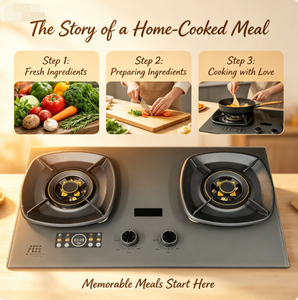 Cuisinière à gaz 2 brûleurs durable et économe en énergie avec panneau anti-graisse nano, brûleur entièrement en cuivre, minuterie et protection anti-extinction de flamme – Table de cuisson économique - Product Image 1