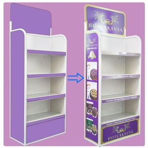 Support d'affichage en carton personnalisé, promotionnel, mural, facile à assembler, 4 étagères, présentoirs pour supermarchés - Product Image 1