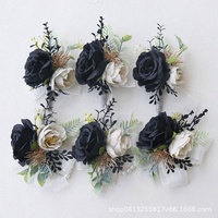 Boutonniere dan Corsage Pergelangan Tangan Bunga Mawar Sutra Buatan untuk Acara Pernikahan Buatan Tangan Lintas Negara, Gaya Eropa, Nomor Model