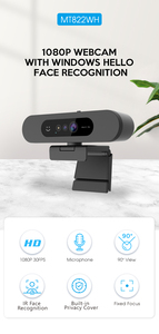 Webcam USB 1080P avec Windows Hello et cache de confidentialité, 90 °   Grand angle, microphone intégré, Plug & Play pour <span class=keywords><strong>PC</strong></span>/ordinateur portable - Product Image 2