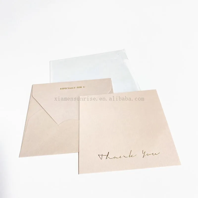 고급 부티크 핑크 종이 감사 카드 및 소기업을위한 스티커가있는 봉투