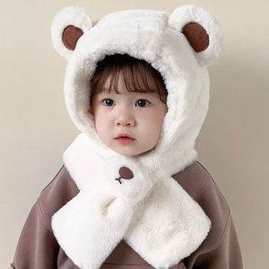 Chapeaux pour enfants, chapeau <span class=keywords><strong>en</strong></span> peluche ours mignon pour l'automne/hiver, épais, chaud, coupe-vent, <span class=keywords><strong>cache</strong></span>-<span class=keywords><strong>cou</strong></span> intégré, unisexe pour garçons et filles, voyage à la plage - Product Image 1