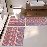 Hotel Luxury Waterproof Non-slip Bath Mat Set Wood Grain Design Upgrade Your Bathroom 5-Star Spa Experience Plush 3 Piece Rug