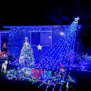 <span class=keywords><strong>Luces</strong></span> de <span class=keywords><strong>cascada</strong></span> azules con luz LED, decoraciones navideñas, 8 modos, <span class=keywords><strong>luces</strong></span> navideñas para árbol, decoraciones navideñas exteriores - Product Image 2