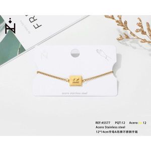Bracelet en acier inoxydable Angelina plaqué or avec breloque lettre R, bijou unisexe, cadeau - Product Image 3