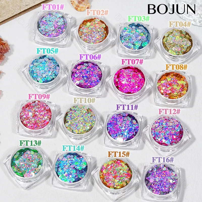 Bojun Nagels Decoratie Fantasie Prisma Chunky Glitter Groothandel Nail Art