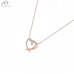 Manufacturer Export Fancy Handmade Exquisite Minimalist Heart Design Pendant 18K Solid Rose Gold Real Natural Diamonds <b>Necklace</b> - Product Image 3