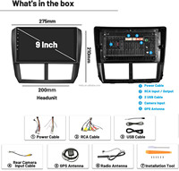 Hikity pour Subaru Forester Impreza WRX 2008-2012 9 "8 Core 4 + 64G Android Autoradio Stéréo 4G/Carplay/Android Auto/GPS/360 Caméra