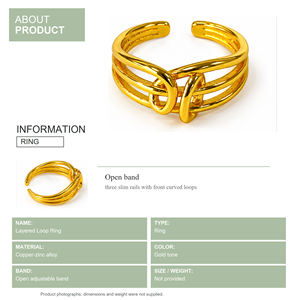 Bague en laiton plaqué or avec nœud papillon, bijoux modernes unisexes pour un usage quotidien - Product Image 2