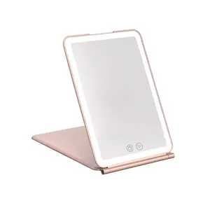 Cosmetic Make Up Glass Frame Led Pocket Mirror mini Wholesale Recharge portable travel led make up Mirror compact mirror