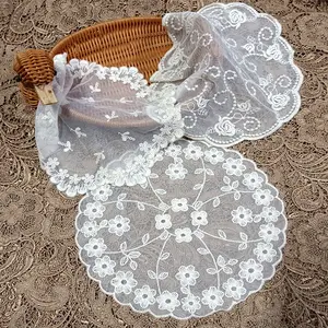cotton thread soft texture round antique furniture photography props mesh tablecloth lace embroidered coaster