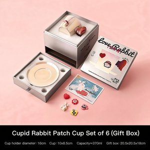Tasse en céramique DIY en gros avec motif Lapin <span class=keywords><strong>Cupidon</strong></span>, tasse à café en porcelaine avec anse aile irisée, soucoupe <span class=keywords><strong>et</strong></span> boîte cadeau - Product Image 5