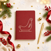 Carnet personnalisé de Noël, rouge vin, ligné, A5, couverture souple, 80 feuilles, cadeau d'entreprise