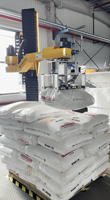 Robot de déchargement automatique de sacs 25 kg – Machine à vider les sacs en résine PE – Robot d'ouverture de sacs en polyéthylène avec alimentation par trémie