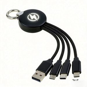 3-In-1 Multi-Function Fast Charging Keychain Usb <b>Charger</b> Cable With Led Luminous Logo Wholesale Custom Promotional Gifts - Product Image 1