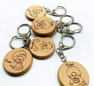 Promotion de gros usine : Porte-clés rond en bois créatif pour gravure, petit cadeau en bois - Product Image 2