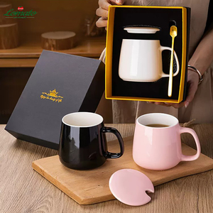 แก้วกาแฟเซรามิคทรงทันสมัย สีขาวล้วน หูจับหนา แก้วอุ่น รับสกรีนโลโก้ แก้วพอร์ซเลนเปล่า ขายส่ง - Product Image 6