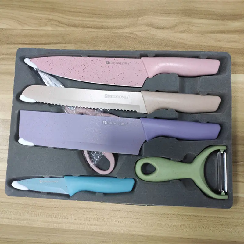 Set di coltelli da formaggio set di coltelli in acciaio inossidabile set di coltelli da cucina colorati multicolori da 6 pezzi