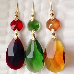 Candelabro de cristal verde y <span class=keywords><strong>mber</strong></span>, prismas, gota de luz, de color verde y azul - Product Image 1