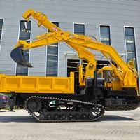 Chargeur multifonctionnel robuste de 5 tonnes avec moteur diesel, grue sur chenilles, excavatrice - Transporteur polyvalent sur chenilles, garantie 1 an