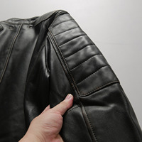Vestes en cuir véritable pour hommes, style vintage, effet vieilli, en peau de mouton pleine fleur, avec doublure rembourrée