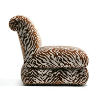 Fauteuil d'appoint de luxe post-moderne grand format Donghia en velours imprimé tigre, sans accoudoirs, design chaise longue pour chambre, villa, balcon